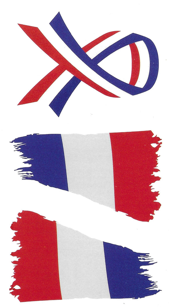 Temporary tattoo sheet France ribbon 10cm