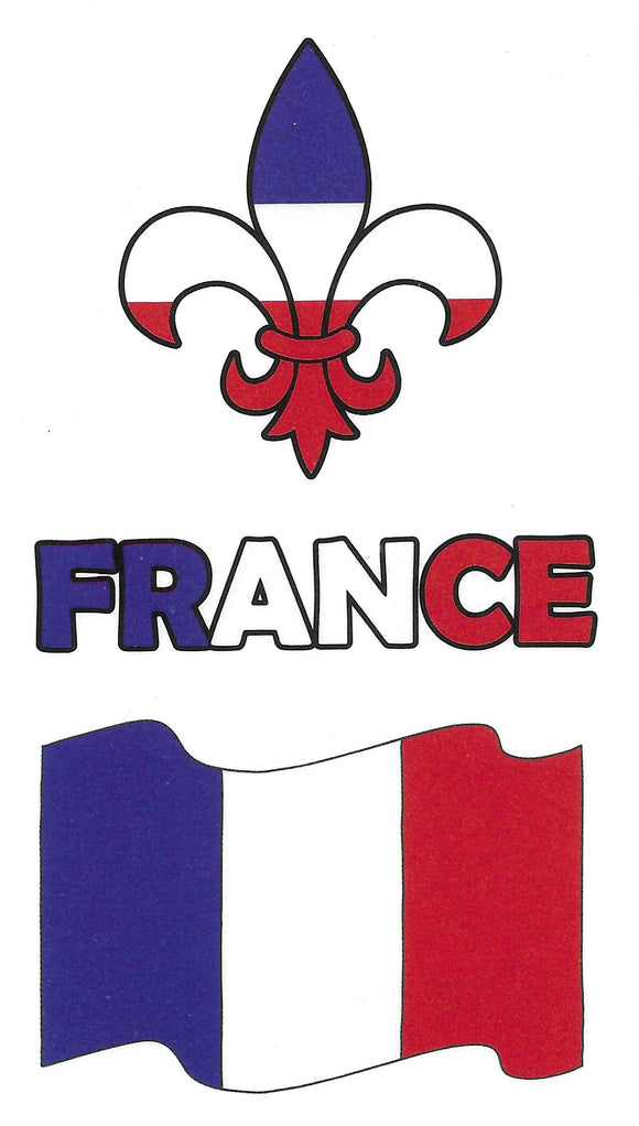 Planche de tatouages éphémères France Fleur de Lys 10cm